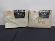 Springmaid Wondercale No Iron Percale Double Fitted & Flat Sheet Pink Flower NE