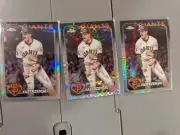 Mike Yastrzemski Giants 2024 Topps Chrome Refractor, X-fractor, and Prizm