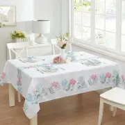 Easter Blue and Pink Hydrangea Sketch Square 54 x 54 Inch Fabric Tablecloth, ...