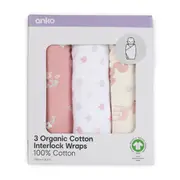 3 Pack Organic Cotton Interlock Wraps - Woodlands