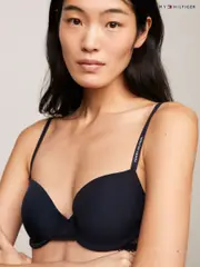 Tommy Hilfiger Blue Balconette Lace Detail Bra (E21464) | $104