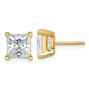 14k Yellow Gold 5 ctw Certified Lab Grown Diamond VS/SI+ G+ Princess 4 Prong Heavy Wt. Stud Earrings