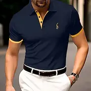 Men's Cotton Polo Shirt Golf Shirt Casual Sports Lapel Ribbed Polo Collar Short Sleeve Fashion Basic Plain Classic Summer Spring Slim Fit Black White Yellow Na