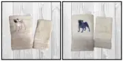 EMBROIDERED BATH TOWEL/ BATH SHEET/ HAND TOWEL & WASHER SET - PUG