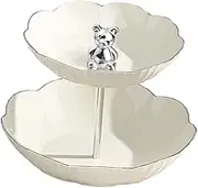 B Baosity Fruit Basket Cake Stand Multipurpose Candy Display Plate Dessert Cupcake Stand Serving Stand for Home Wedding Pastry Kitchen, White M 2 Tier