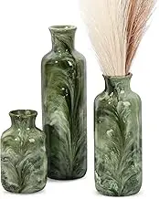 Resin 3 Piece Vase Set, Farmhouse Decor, Home Decorative Vase, Vases for Your Kitchen, Bedroom, Office, Living Room, Bathroom, & Shelf Centerpiece Table Decorations, Green