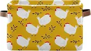 Cartoon Chickens Yellow Room Storage Bins, Decorative Organizer Box with Handle for Home