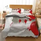 Red Simple Balloon 3D Printing Duvet Quilt Doona Covers Pillow Case Bedding Sets