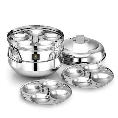 Stainless Steel Idli Cooker/Idli Maker 3 Plates Makes 13 Idlis at a Time Modern