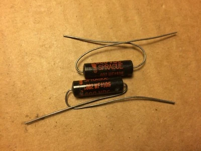 2 NOS Sprague Black Beauty .002 uf 600v Capacitors Vintage .0022 subs (qty)