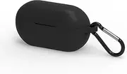 Geekria Silicone Case Cover Compatible with Beats Solo Buds True Wireless Earbuds, Protective Earphones Skin Cover with Keychain Hook, Charging Port Accessible, Front LED Visible (Black)