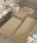 Bathroom Rugs Sets 5 Pieces, Beige Ultra Thin Bath Mats Fit Under Door, Absor...
