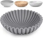 FNTSTICGOODS Large Ruffled Decorative Bowl - 10” Diameter & 3” Height - Handcrafted Concrete Bowl - Decorative Fruit Bowl - Stylish Key Bowl for Entry Table