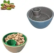 3D Printed Nut & Seed Bowl, 2-in-1 Large Dual-Chamber Pistachio Bowl Set with Shell Storage Holder Contains a Recess for Nutshell Waste, Ideal for Party Home (A+B)