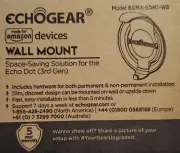 ECHOGEAR Made for Amazon Echo Dot (3rd Gen) Wall Mount White - NEW