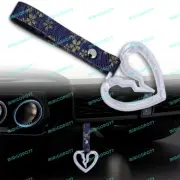 Car Accs JDM S Broken Heart TSURIKAWA Clear C-Ring Blue Flowers Handle Strap X1