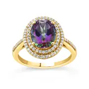 Mystic Topaz Ring with 1/4ct of Diamonds in 9kt Yellow Gold