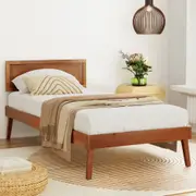 Bed Frame Single Size Wooden Bed Base Walnut SPLAY