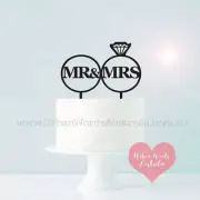 Mr & Mrs in Rings - Cake Topper