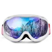 Double Layer Ski Goggles OTG Anti-fog UV Protection Snowboard Goggles-White/Blue