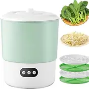 Automatic Sprouter Bean Growing Machine, Home Smart Bean Sprout Machine with 2 Layer Large Capacity, 3 Different Seasons Modes, 360°Sprinkling,for Radish, Wheatgrass, Barley