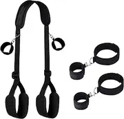 Sex Toys BDSM Sex Bondage BDSM Kit,Sex Bondage Legs Restraints Bondage Wrist & Cuffs Thigh Sling Adjustable Strap,Bed Restraint Women Couple Sex Toy SM Game Play Bondage Gear & Accessories（Black）