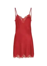 NK Imode Morgan Lace-trimmed Silk Chemise - Red L (UK14 / L)
