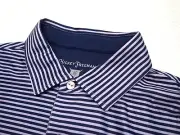 Hickey Freeman Performance Fabric Lavender & Navy Stripe Golf Shirt NWT M $94