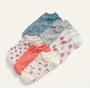 Old Navy Women's Ankle Socks 6 Pack Peppermint Candy Cane Mistletoe Holiday NWT