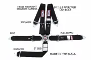 RJS SFI 16.1 CAM LOCK 5 PT RACING HARNESS ROLL BAR MOUNT BOLT IN BLACK 1032501