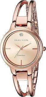 [Anne Klein] Rose Goldtone Open Link Diamond Dial Bangle Watch