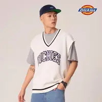 在飛比找momo購物網優惠-【Dickies】男款米白色純棉撞色V領休閒針織背心｜DK0