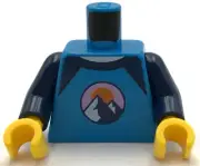 Lego New Minifig Torso Shirt Dark Blue Shoulders 2 Mountains Orange Sun Pattern