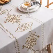 Tablecloth, Rectangle Tablecloth Embroidery Table Cloth Linen Tablecloth Wrin...