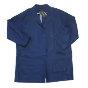 NWT Lafayette 148 Oversized Blazer Coat in Luna Blue Linen Jacket M