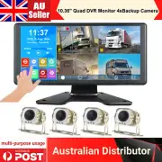 10.36'' Quad Touchscreen Monitor FM 4CH 720P Reversing Rear View Camera System