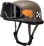 Motorcycle Helmet Jet Helmet with Goggles and Quick Release Buckle Motorcycle Half Helmet for Adult Men Ladies Moped Cruiser Motorcycle Half Shell Helmet for DOT/ECE