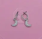 New 100% Authentic SWAROVSKI Pave Crescent Moon Luna Hoops Drop Earrings 5666157