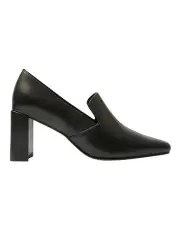 [Jane Debster] Brigid Heeled Loafers in Black Leather