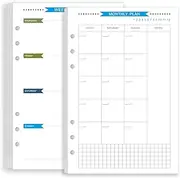 Zelten Colorful Loose Leaf Punched Paper Refills Paper for 6 Hole Binder Personal Organizer Diary Notebook Refillable Planner (A5, Weekly Monthly Planner)