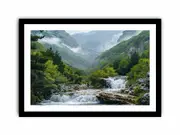 Valley Waterfall Framed print Art Poster
