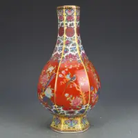 在飛比找ETMall東森購物網優惠-雍正琺瑯彩六方瓶仿古瓷器花瓶