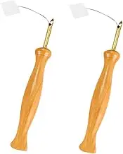 PLAFOPE 1 Set 4Pcs Wooden Handle Punch Needle Threader Set Ergonomic Knitting Embroidery Pen DIY Sewing Accessories for Weaving Felting Crafts Punch Needles Threaders