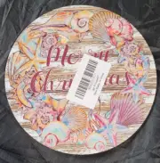 Round Merry Christmas w/ seashells 6" wood standee (sealed)