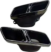 Car Quad Exhaust Tip Stainless Steel Compatible For Benz C63 W205 C200 C300 C180 C260 2015 2016 2017 2018 Muffler Tailtip(Black B)
