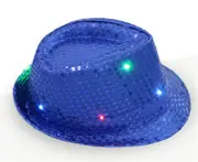 Kids Blue LED Light Up Flashing Sequin Costume Hat