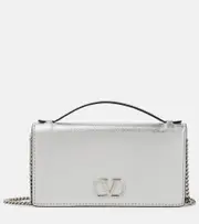 [Valentino Garavani] Valentino Garavani VLogo Signature Mini leather wallet on chain One Size silver