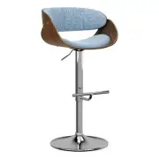 Amery Adjustable Swivel Bar Stool in Denim Blue Linen Look Fabric