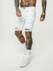 [SAINT MORTA] Saint Morta Thrashed Shorts White - Size 30 30 White