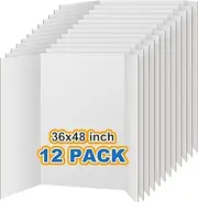 VinTS Trifold Poster Board, 36" x 48", 12-Pack, White Corrugated Project Boards for Science Fairs, School Projects, Event Displays, and Business Presentations